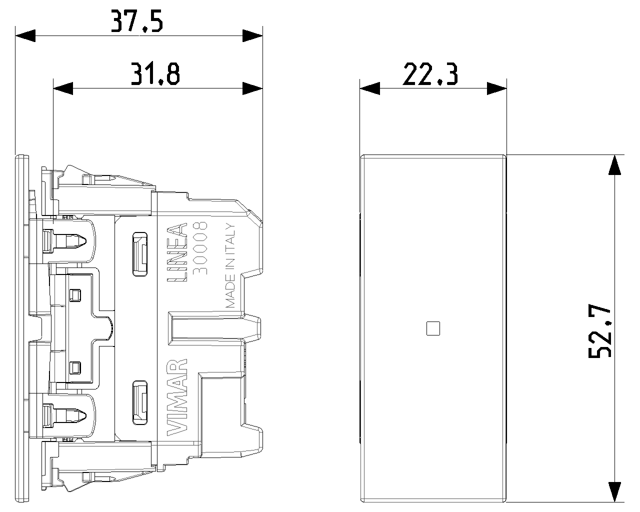 Pulsante 1P NO 10 A 250 V~ assiale illuminabile, tasto sostituibile Vimar Linea 30008A.B/G/C Pulsante 1P NO 10 A 250 V~ assiale illuminabile, tasto sostituibile Vimar Linea 30008A.B/G/C